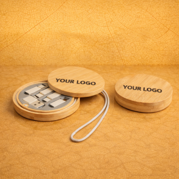 Bamboo multi-card storage case with logo