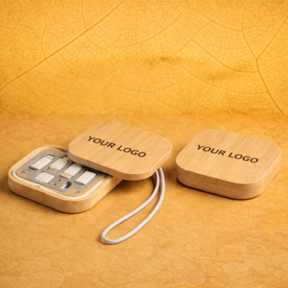 Bamboo storage cases with adapters