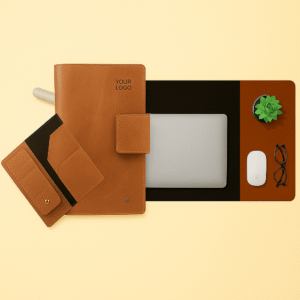 Premium Office Desk Combo Set - Cross Travel Organizer and Vegan Desk Mat & Mouse Pad with Carry Case