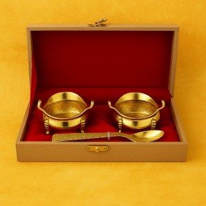 Gold Metal Bowl Gift Set with Spoon