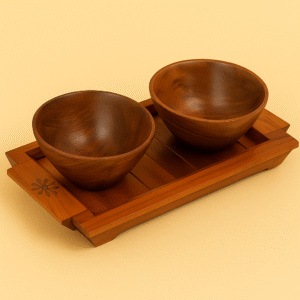 Wooden Bowl Set with Tray