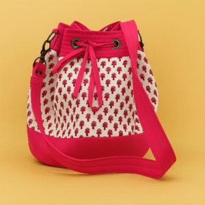 Luxury Collection – Handcrafted Cotton Drawstring Sling Bag (Pink Edition)