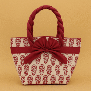 Luxury Collection – Handcrafted Cotton Bow Tote Bag (Maroon Edition)