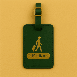 Personalized Premium Luggage Tag – Green & Gold Edition