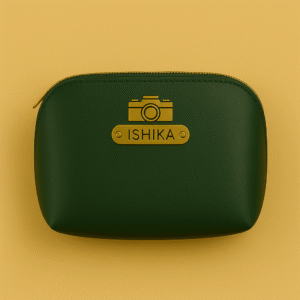 Personalized Travel Essentials Zipper Pouch – Green & Gold Edition