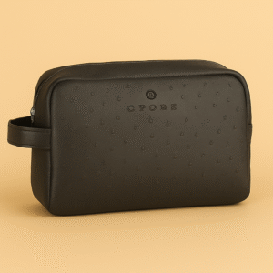 Luxury Textured Travel Toiletry Bag – Black Edition