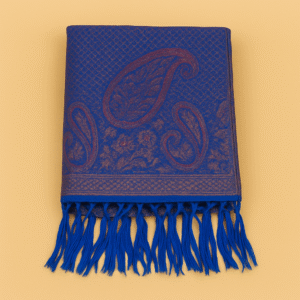 Royal Paisley Woven Shawl – Blue & Copper Edition