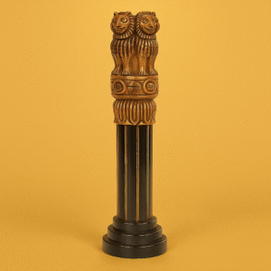 Ashoka Pillar Replica – Wooden Handcrafted Emblem
