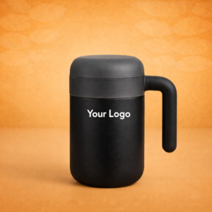 Dual-Tone Insulated Office Mug with Handle – Black & Grey Edition