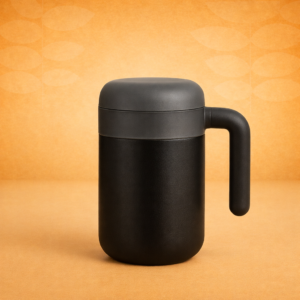 Dual-Tone Insulated Office Mug with Handle – Black & Grey Edition