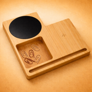 Wangari Willow 3.0 – Eco-Friendly Bamboo Wireless Charging & Cup Warmer Desk Set