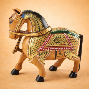 HANDICRAFT ANIMAL PAINTED HORSE KADAM WOOD 5 INCH