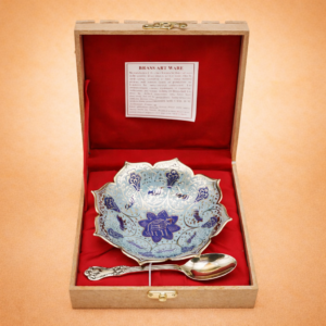 Fruit Bowl with Enamel Work in Brass – 2 Pieces Set (5 Inch)