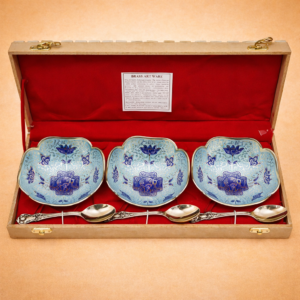 Fruit Bowl with Enamel Work in Brass – 6 Pieces Set (4 Inch)