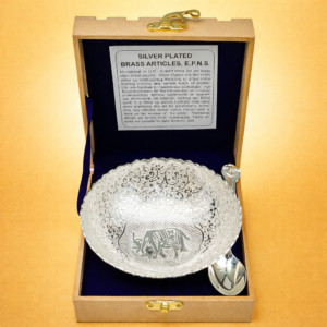 Silver Plated Bowl with Spoon – 2 PCS Set