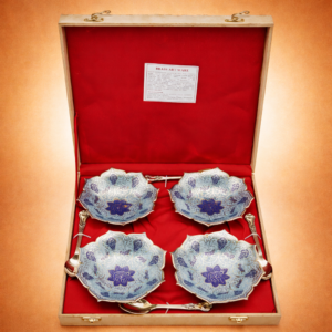 Fruit Bowl with Enamel Work in Brass – 8 Pieces Set (4 Inch)