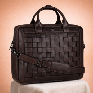 Premium Woven Leather Laptop Bag – Model #WHBG9005