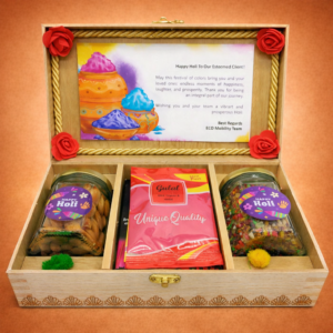 Wooden Box 2 Jar - Holi Hampers