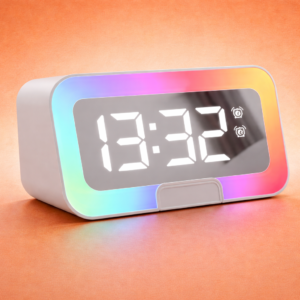 TimeWave Ultra: Large Clock with Bluetooth speaker, Mobile Stand & RGB Lights | Mirror finish display | FM & TF card reader | 1200 mAh battery