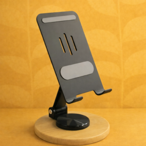 Zenstand Max: Folding & Rotating Metal Mobile Stand with bamboo base | Folds completely to take minimal space