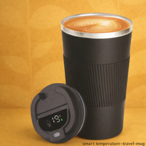 Cafe Buddy Pro: Stainless Steel Vacuum coffee mug with Silicon Grip & Temperature Display | Premium Flip top locking cap | Leakproof | Capacity 510ml