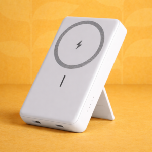 MagKick 10: 10,000 mAh Mini Magnetic Power bank | With Wireless Charger & Magnetic Kickstand | 15W wireless charging | Output ports: 1 USB A, 1 USB C | 22.5W Fast charging | Supports Qualcomm 3.0 + PD charging |