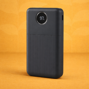 VoltDot 20: 20,000 mAh Mini Power bank with Pinstripe design | Round display area | Output ports: 2 USB A, 1 USB C | 22.5W Fast charging | Supports Qualcomm 3.0 + PD charging