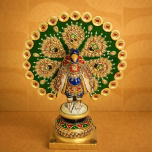 Wooden Dancing Peacock with Meenakari Work – 4 Inch