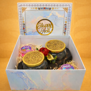 Marble Capa Box 2 Jar Wooden Rotator - Holi Hampers