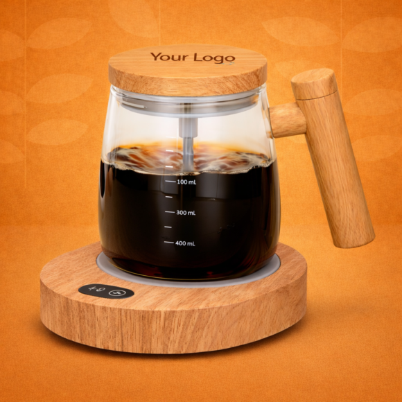 Elegant coffee carafe with logo