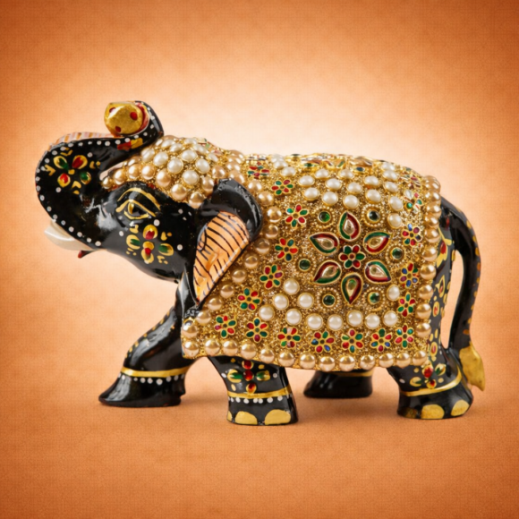 Elephant Embose Painted Kadamb Wood 4 Inch