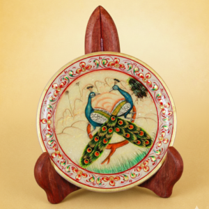 Marble Plate Real Gold Leaf Work 6 Inch