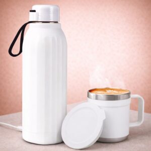 3 pc Gift Set : Insulated Hexa Steel bottle with 2 Steel cups | Keeps hot for 4-6 hours
