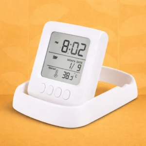 TempTracker Fold: Table Clock with Calendar and Temperature function | Folding design | Mobile Stand function