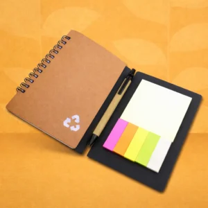 Eco notebook with pen and sticky pads