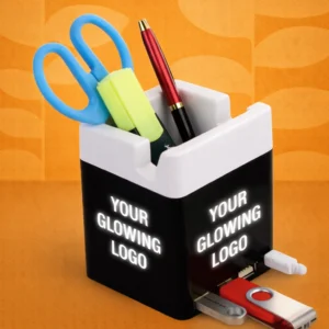 Power Glow USB hub with tumbler and logo highlight | 3 USB ports | with mobile stand