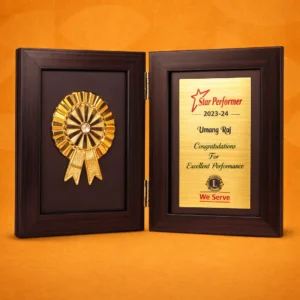 Book Style Folding Trophy with Award Motif | 8.5 x 6.5" | Solid Background