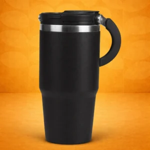 MaxSip: Car and Desktop Vacuumized Mug with Double action Lid | Flip top & Straw options | Food safe SS 304 | Capacity 890ml approx