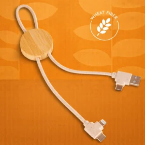 WoodCharge: Bamboo Fast Charging Cable with Universal ports