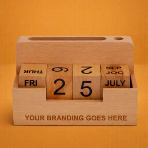 Wooden Desk Organizer with Cube Calendar