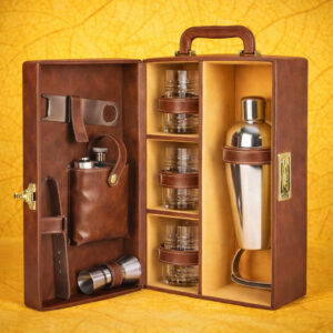 Leather Portable Barset 3 Glasses