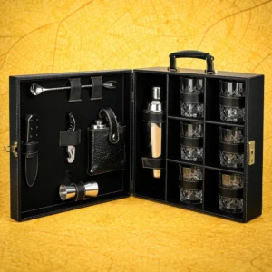 Leather Travel Barset 6 Glasses