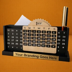 Wooden Desk Organizer with Multi-Year Calendar