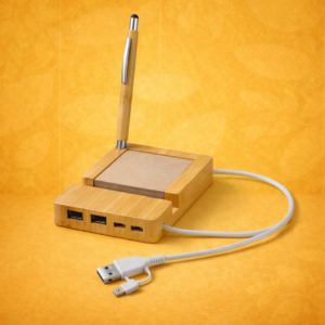 Branchr Pad Bamboo USB Hub with Writing Pad & Phone Stand