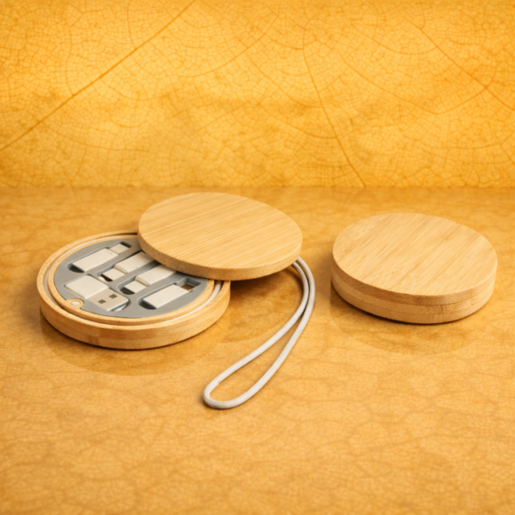 Neat bamboo travel cable organizer