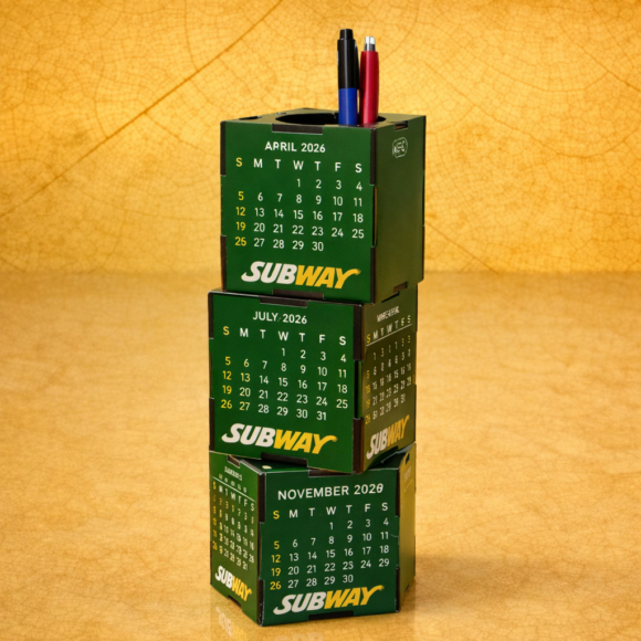 TapCube calendar and pen stand setup